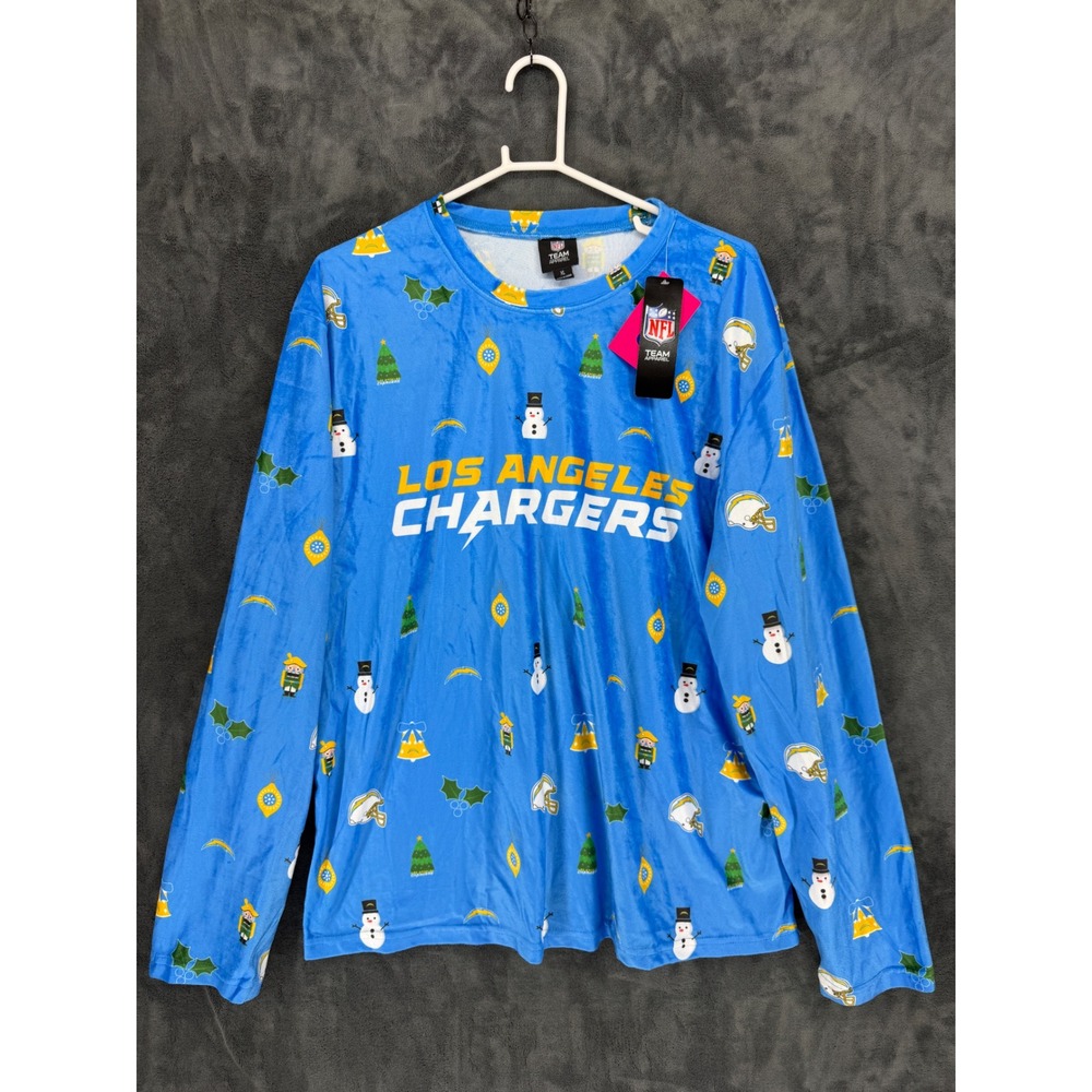 NFL Los Angeles Chargers Mens XL Blue Holiday Christmas Long Sleeve Shirt FOCO